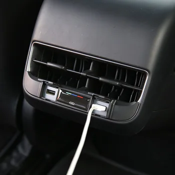 Vtičnica zaščitni Pokrov Stilsko ABS dodatna Oprema Polnjenje prek kabla USB Zadaj Air Vent Avto Skp Prah Dokaz Enostavno Namestitev Za Tesla Model 3