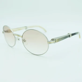 Ovalni Lisasto Buffalo Rog Sončna Očala Moških Carter Mens Kovinsko Črna Bela Navdušence Sončna Očala Luksuzni Prostem Vožnje Odtenek Očala