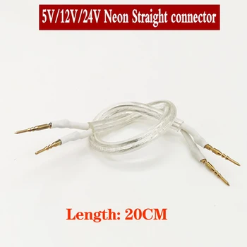 Neon Priključek 2Pins s kablom za DC12V DC24V 5 AC220V AC110V Enotni barvni Led Neon Vrv Sredini Povezave, Bela ,40 kosov