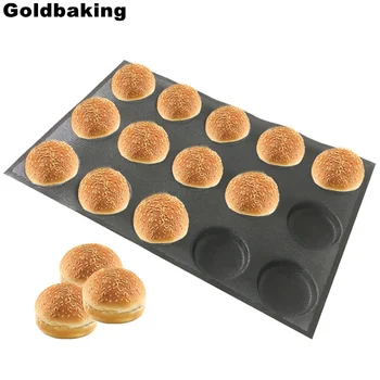 Goldbaking Silikonski Figo Kruh Oblike Ne Držijo Pecilni Listov Perforirano Hamburger Plesni Muffin Pan Pladenj