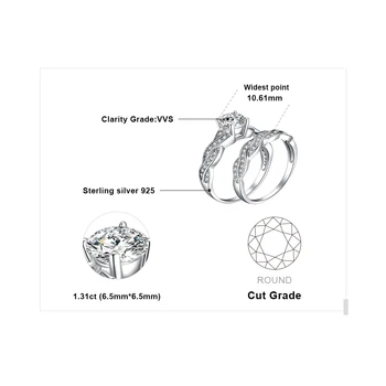 JPalace Infinity Zaročni Prstan iz 925 Sterling Silver Obroči za Ženske Obletnico Poročni Prstani, Poročni Komplet Srebrna 925 Nakit