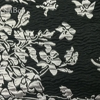 Mala trgovina Francija slog elegantno črno siva reliefnim cvetličnim jacquardske brocade tkanine za obleko, plašč tissu tecidos preja SP4843