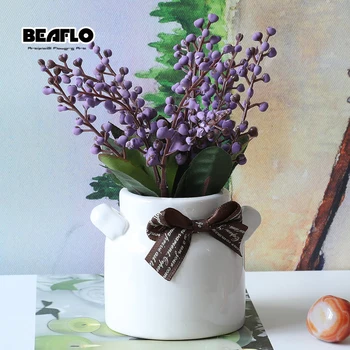 Visoke Kakovosti 1 Nastavite Umetno Cvetje Bonsaj Keramike Plum Blossom z Vazo Ponaredek Posajenih Rož za Praznično zabavo Dekoracijo