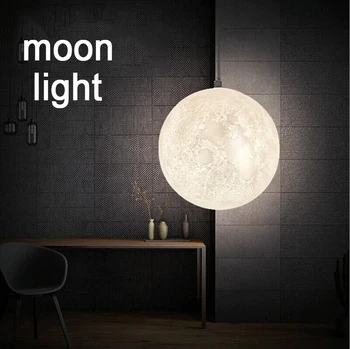 Sodobne 3D Tiskanja luna svetilka obesek luči PLA otrok sobi visi svetilka de spalnica razsvetljava, dnevna soba obesek svetilka Svetilka