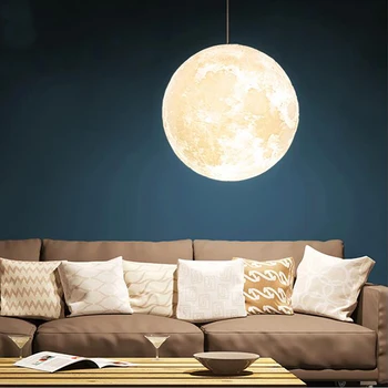 Sodobne 3D Tiskanja luna svetilka obesek luči PLA otrok sobi visi svetilka de spalnica razsvetljava, dnevna soba obesek svetilka Svetilka