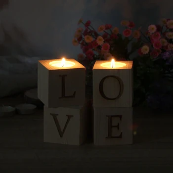 4 Kos Ljubezenska Pisma, Lesene Čaj Luči Svečniki Poročno Zabavo, Rojstni Dan Dekor Naravnih Svečniki Dekoracijo Monden
