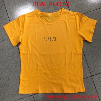 Suh stari Tumblr Priljubljena Tee Priložnostne rumena Črna Črka T-Shirt Grunge Priložnostne Estetske Vrhovi Suh Slogan Trendy 90. letih Obleke S-3XL