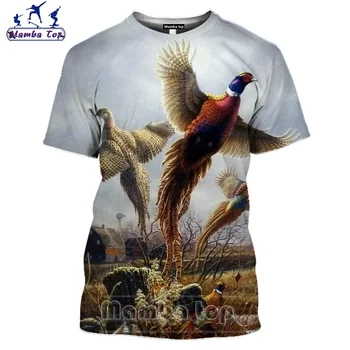 Mamba Vrh Fazan Tshirt Moški 3D Barvno Tiskanje Lov Divjih Živali Mlakarice Reed T Shirt Zajec Hound Skriti na Področju Igre Unisex Puloverju