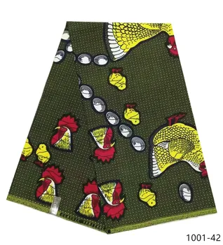 Afriške Vosek Tkanina Poliester Cvjetnim Tiskanja Tkanina Za Ženske obleke Obleke Diy Šivalni Materiali Za Poroko 6 metrov 1001