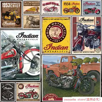 Obupno Podjetja Indian Motorcycle Od Leta 1901 Tin Prijavite Kovin Barvanje Tin Prijavite Stenski Dekor Odbor Retro Pub & Bar Tin Plakat