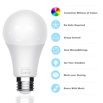 7W WiFi Smart Žarnice E27 LED RGB Žarnice Multi-barvni Delo Z Alexa Google Voice Control 100-240V Zatemniti Čarobno Žarnica