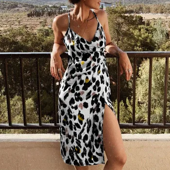 2020 Poletje Seksi Obleka Ženske Leopard Natisniti Moda Za Ženske Obleke Backless Zanko Obleko Dame Poletje Priložnostne Obleko Vestidos#J30