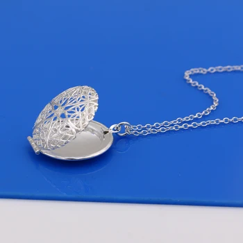 Ženski 925 sterling srebrna ogrlica ustvarjalne votlih polje obesek design lahko dajo fotografije trdnih srebrni nakit darilo za rojstni dan