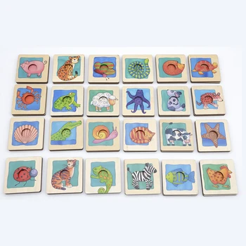 48PCS Živalskega Krzna Pattern Matching Odbor Puzzle Montessori v Zgodnjem Otroštvu starši-otrok, Interaktivne Igre Izobraževalne Igrače