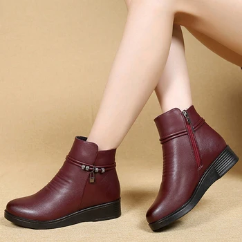 Ženske Pozimi Sneg Škornji 2020 kovinske Verige Moda Klin platforma čevlji toplo plišastih Nepremočljiva Non-slip boot prijetno