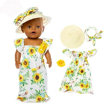 Slama krilo Obleko Lutka Obleko, ki ustreza 17 palčni 43 cm Punčko Oblačila Rojen Otroška oblačila Za Otroka, Rojstni dan Festivala Darilo