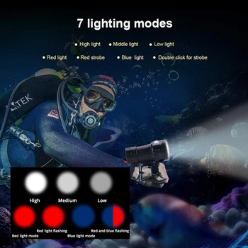 300W Poklic LED Potapljaška Svetilka IPX8 Nepremočljiva ravni Podvodna fotografija fill light Največ potapljanje globine 100 metrov