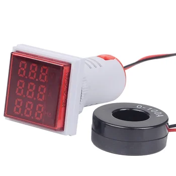 22 mm Digitalni LED Napetost Meter 50-380V 100A Volt Amp HZ AC Ampermeter Opozorilne Luči Voltmeter Trenutno Frekvenco kot Indikator Tester