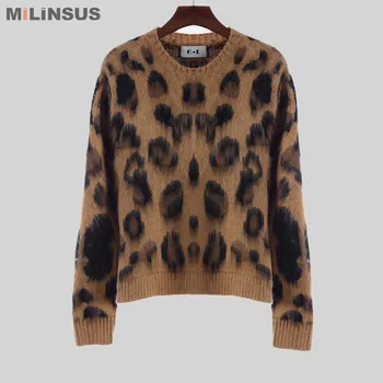Oneimirry Jeseni, Pozimi Leopard Ženske Puloverji Dolg Rokav Priložnostne Toplo Moda Puloverji Ženska Oblačila 2020 Velikosti S, M, L