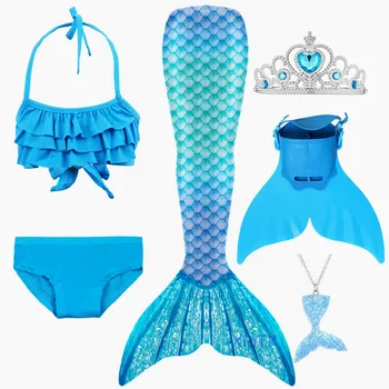 2020 NOVO Mavrica Modra, Roza morska deklica Rep kopalke za Otroke, Dekleta, Počitnice, Poletje Obleko Cosplay Plavanje kopalke