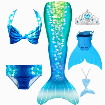 2020 NOVO Mavrica Modra, Roza morska deklica Rep kopalke za Otroke, Dekleta, Počitnice, Poletje Obleko Cosplay Plavanje kopalke