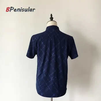 Mornarsko modre srajce moške 2018 poletje temno modre bluze moških kratek rokav priložnostne srajco za moške poslovneži trak pika nočno nebo slog