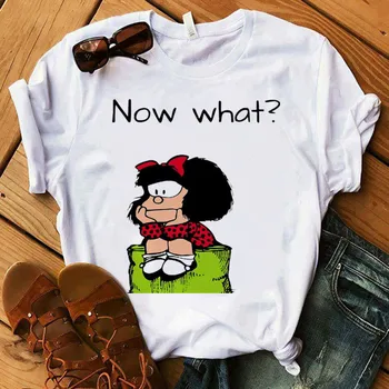 Mafalda Risanka Moda Print majica s kratkimi rokavi Ženske T-shirt Dame Priložnostne Harajuku Graphic T-shirt Kratek Rokav Kawaii Tshirt Ženske