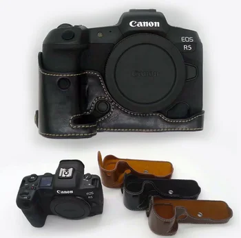 Fotoaparat primeru Zaščitna Telesa Zajema Video Vrečko Usnje Polovico Telesa Spodnjem Primeru Mehka Silikonska Zaščitna torbica za Canon EOS R5 R6