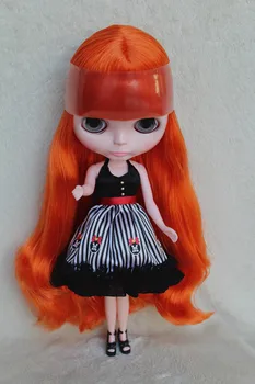 Blygirl Oranžna šiška kodre lutke Blyth lutka 305BL0451 gola lutke redni telo, 7 sklepov lase voljno