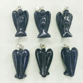 Debelo 6pcs/veliko 2017 modni visoke kakovosti modri pesek kamen angel obeski čarobne gumbe za ogrlico, izdelava nakita brezplačna dostava
