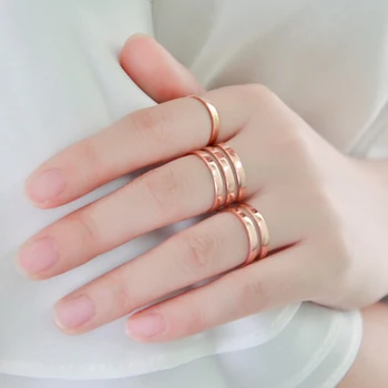 MOONROCY Brezplačna Dostava Rose Gold Barvi Moda Obroči Za Ženske Kristalno iz nerjavečega jekla, Titana Poročni prstan odprite obroči