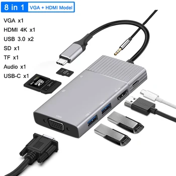 Tip C Do TV-sprejemnikom HD 4K Video USB 3.0 Bralnik Kartic VGA Adapter Pretvornik za MacBook za Huawei P10 P20 P30 Pro za Samsung S8 S9 S10
