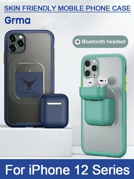 Grma Snemljivo Magnetno Slušalke Bluetooth Brezžično Polnjenje Primeru Telefon Primeru Za iPhone Mini 12 12 11 Pro Max XR XS Max Airpods