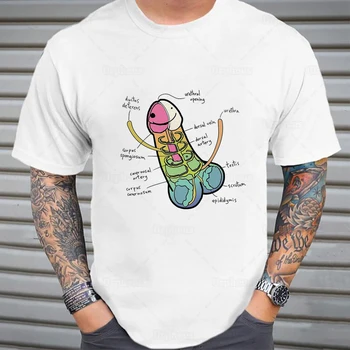 Anatomiji Penis Smešno Tshirt Humors Šala Novih Izobraževalnih Majica Hip Hop Geek Bombaž Tees