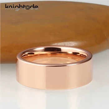 8 mm Volfram Poročni prstan Rose zlato in Zlato Barvo Klasičnih Obroči Moški Ženske Zaročni Prstan Ravno Band Poliranje Brezplačno Graviranje