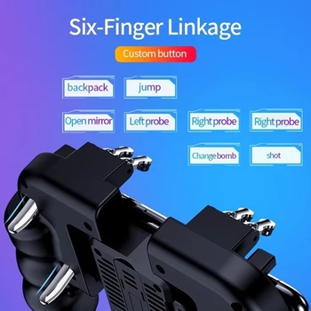 H9 šest prst plug-v mobilni telefon radiator krmilnik palčko sprožilec igra strelec PUBG mobilne krmilnik za igre Plug-v gamepad