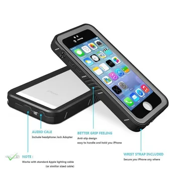 IP68 Vodotesen Primeru Za iPhone5/5s/MP primeru Šoka Umazanija Sneg Dokaz Zaščito za iPhone 5s Z Dotik ID Primeru Zajema