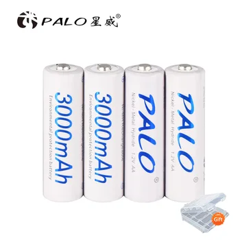 PALO 8pcs AA 2A 3000mAh NI-MH baterij NIMH BATERIJE MH baterija za polnjenje z visoko zmogljivostjo trenutni + inteligentni USB hitro polnjenje LCD-polnilnik