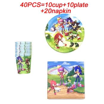 Sonic Hedgehog Stranka Potrebščine Otroci Sonic Pokrivalo za enkratno uporabo pokal ploščo Za Baby Tuš Stranka Sonic Hedgehog Stranka Temo zastav
