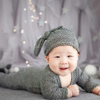 Fant Dekle Newborn Baby Soft Fotografija Oblačila Sklop Srčkan Obleko Zaprtih Klobuk Jumpsuit Foto Studio Dihanje Rekvizitov, Ki Predstavljajo