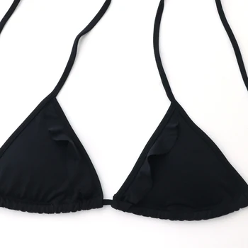 Ženske Črno/bel Bikini Vrh Trikotnika Bikini Komplet Seksi Gril izrežemo Kopalke Bel Brazilski Kopalke Flounce Plaža Obleko