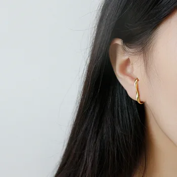 Flyleaf Preprost Zlata C-tip Twist Earings Modni Nakit 925 Sterling Srebro Stud Uhani Za Ženske Fine Nakit