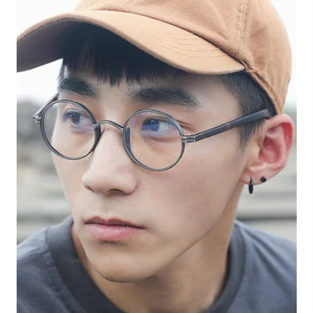 Ročno izdelana blagovno Znamko Design Titana Acetat Očala Moških Retro Krog Krog Očal Okvir Ženske Optični Recept za Očala