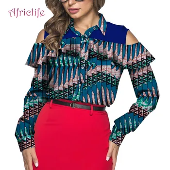 Tedensko Ukvarja Ženske Majica Padec Vrhovi Afriške Ženske Oblačila Boutique Obleke z Dolgimi Rokavi Bluzo za Modo Lady WY5171