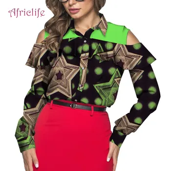 Tedensko Ukvarja Ženske Majica Padec Vrhovi Afriške Ženske Oblačila Boutique Obleke z Dolgimi Rokavi Bluzo za Modo Lady WY5171