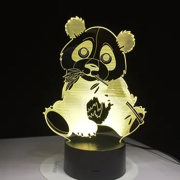Panda Jedo Bambusa 3D Noč Svetlo Pisane Visual Otroci Lučka na Dotik za Nadzor Darilo 3D Noč Svetlobe 7 Barv USB Dekor Lučka Spusti Ladje