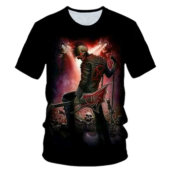 2020 Poletnih Vrh Homme Hipster Pop Majica 3D Tiskanih majica s kratkimi rokavi Moški Oblačila Lobanje Motocikel Tshirt Black Terorizma