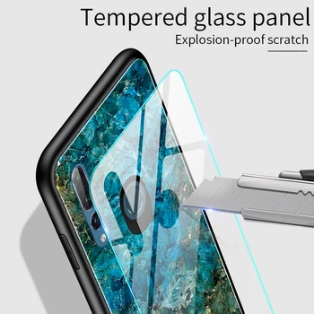 Telefon Primeru za Huawei Honor 9X Globalni Različici Razkošje, Kaljeno Steklo, Marmor Mehko Shockproof Nazaj Primeru za Čast 9X Premium Primeru