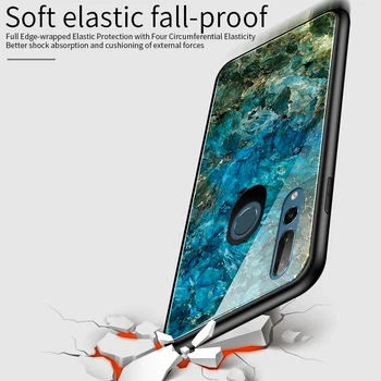 Telefon Primeru za Huawei Honor 9X Globalni Različici Razkošje, Kaljeno Steklo, Marmor Mehko Shockproof Nazaj Primeru za Čast 9X Premium Primeru