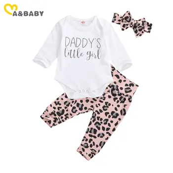 Ma&Baby 0-24M Leopard Novorojenega Dojenčka Baby Dekle Oblačila, ki Očka Deklica Romper + Hlače Glavo Lepe Jeseni Obleke